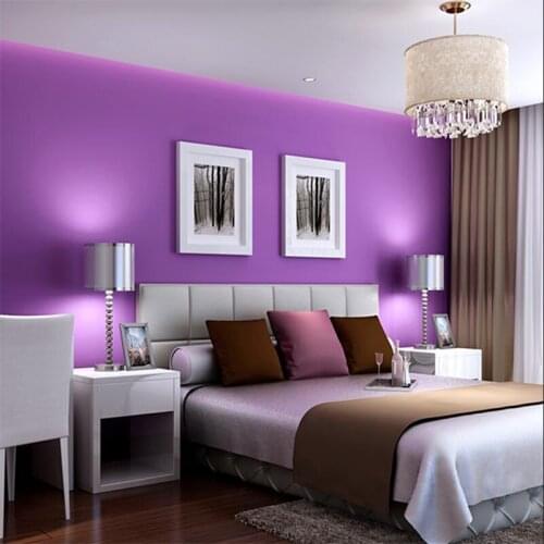 Beibehang new Orange red purple wallpaper violet modern simple pure color bedroom living room restaurant rotten noble wallpaper