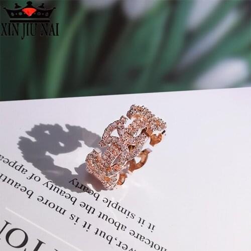 New Bowknot Hollow Full Diamond Ring European and American Zircon Hip Hop Personality Fashion Couple Gift Party Jewelry