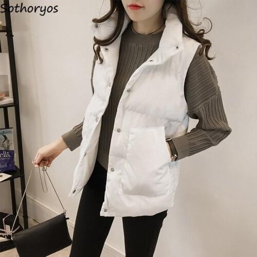 Autumn Warm Vests Women Plus Size S-4XL Solid Simple Chic Fashion Thick Cozy Thermal Sleeveless Outerwear Female Slim Fit Casual