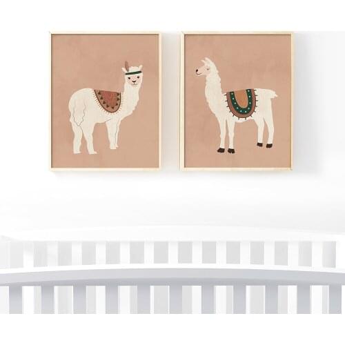 Llama Poster Print Alpaca Boho Home Inspirational Wall Art Canvas Painting Mid Century Wall Art Nursery Prints Gift Modern Decor
