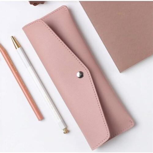 Simple and fashionable PU leather pencil case large capacity stationery storage bag advertising pencil case