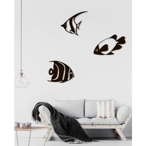 Fish Theme Decor Wooden Wall Decor Set Wall Decorative Writing Laser Cut MDF Modern Home Decoration Stylish Living Room