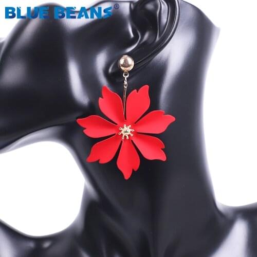 BLUE BEANS 2020 Flower Earrings Fashion Jewelry Drop Earrings Women Red Earrings Bohemia Girls Dangle Korean Earring Minimalist