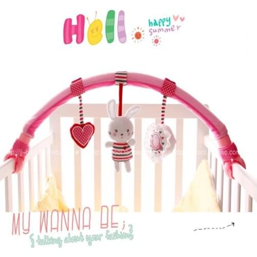 Sozzy pink baby stroller car clip lathe bed hanging Rattle Bell rabbit plush toy Seat Take Along Travel Arch 25% off