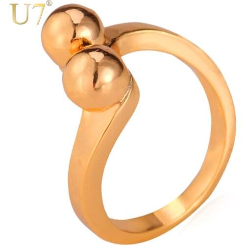 U7 Brand Ring Gold Color Men/Women Jewelry Unique Simple Design Party Gift Trendy Round Wedding Band Ring R355