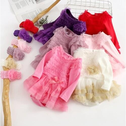 Ruffles Autumn Newborn Baby Girl Dress Lace Princess 1st Year Birthday Dresses Infant Party Clothes