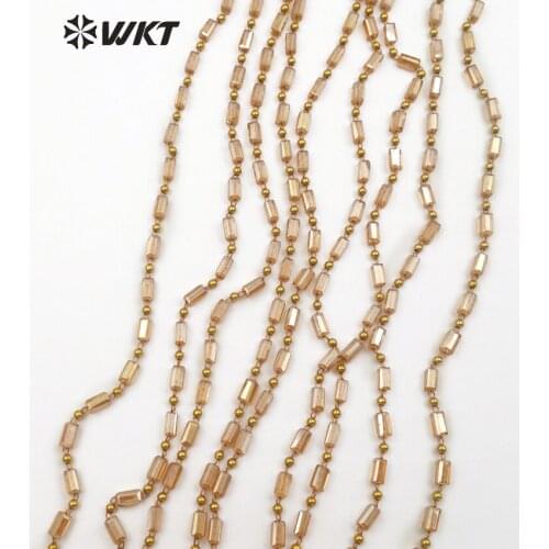 WT-RBC076 WKT Light Yellow Gold Color Crytsal & Brass Beads Chain Rosary Chain For DIY Women Necklace Bracelet Jewelry Making