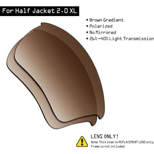 SmartVLT Polarized Sunglasses Replacement Lenses for Oakley Half Jacket 2.0 XL - Brown Gradient Tint