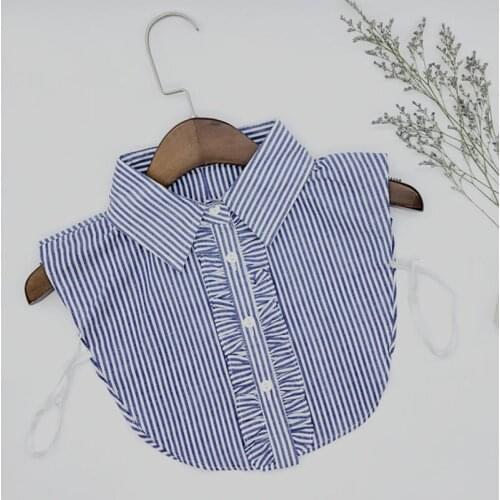 Women Lapel Stand Detachable False Collar Ladies Striped Shirt Fake Collar Sweater Faux Col Vintage Shirt Clothing Decoration