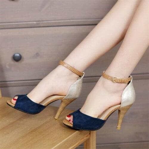 Womens Summer Sandals Sexy Exquisite High Heels Ladies Increased Stiletto Super Peep Toe Sandals Ankle Strap Ladies Pumps