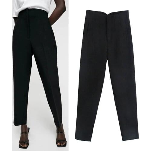 9 Styles Za Women High waist Pants Brown Black White Beige Green Pink trousers woman Summer Fashion funky streetwear pants mujer