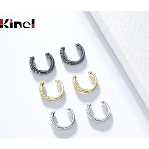 Kinel Fashion C Shape Personality Earrings for Women Jewelry 925 Sterling Silver CZ No Pierced Ear Clip Luxury Bijoux