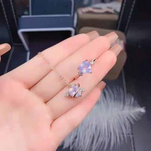 Fine Natural Brazilian Lavender Amethyst Women’s Ring Pendant Necklace Real S925 Sterling Silver Set Weddings Jewelry MeiBaPJFS