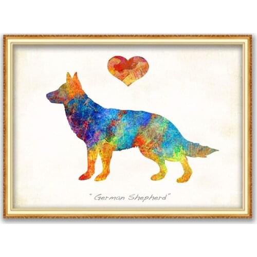 Animal German Shepherd DIY 11CT Embroidery Cross Stitch Kits Craft Needlework Set Cotton Thread Printed Canvas Home Decoration