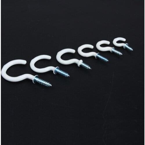 1/2 5/8 3/4 7/8 1 2 inch eye screw question mark hooker hanger plastic coated plated door wall Tent camping wood nail screw