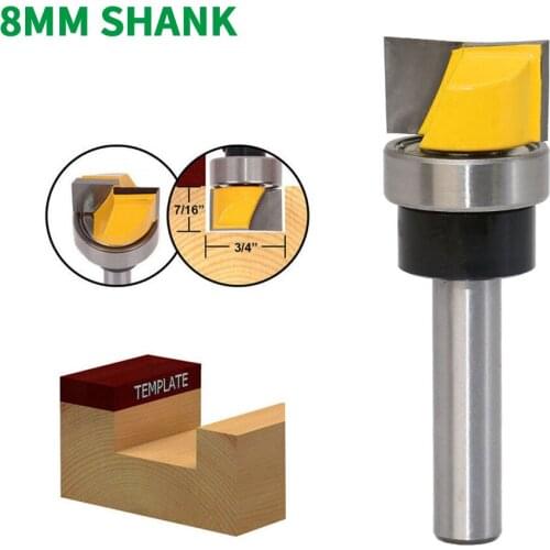 1PC 8MM Shank Milling Cutter Wood Carving Hinge Mortise Template Router Bit - 3/4"W X 7/16"H Bottom Cleaning Straight End Mill