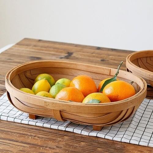 1PC Handmade Woven Fruit Basket Bread Trays Storage Holder Vegetables Eggs Container for Breakfast Drinks Snack For Coffee Tea