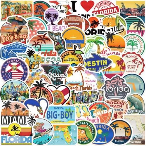 10/30/50pcs/Set Florida State Scenery Graffiti Stickers For Notebook Motorcycle Skateboard Computer Mobile phone Car Cartoon toy