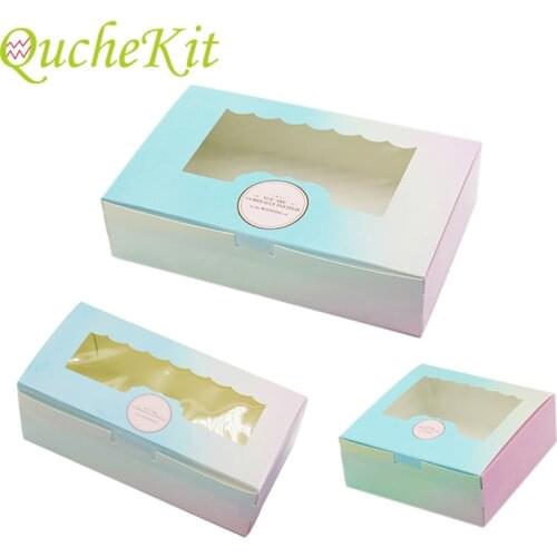 10PCS Paper Boxes With Window DIY Cookie Chocolate Cake Packaging Box Wedding Home Party Candy Gift Box