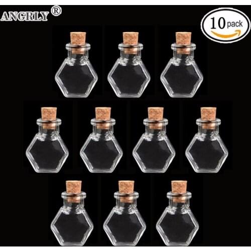 10pcs Mini Clear Mini Message Wishing Glass Bottle Cork Empty Small Tiny Transparent Vials Bottle Decoration Manual Supply