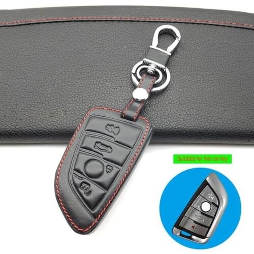 100% Leather Key Car Cover Case for BMW X1 X5 X6 F15 F16 F48 BMW 1/2 Series Remote Controller Bag Key Holder Fit Bmw Blade