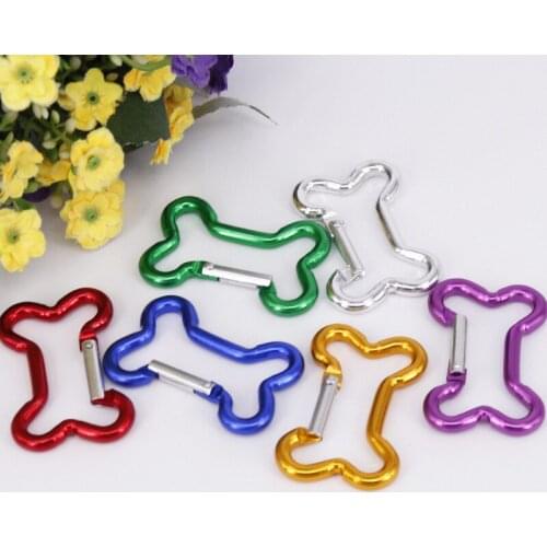 100pcs Bone Shape Hook Ring Aluminum Carabiner Camping Hiking Tools Quick Hook Backpacking Hanging Buckle Keychain #235689