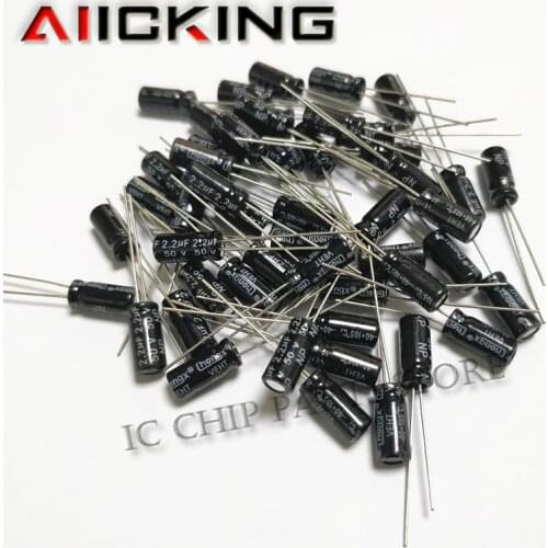 2.2UF 50V 5*11mm Electrolytic capacitor 50pcs Higt quality DIP 2.2UF 50V Electrolytic capacitor NEW in stock