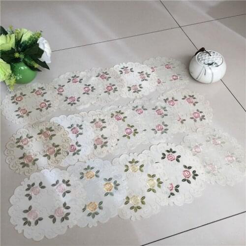 2pcs Elegant Embroidery Table Runner Pastoral Fabric Tea tablecloth, Luxury Table mat table Cover for decoration