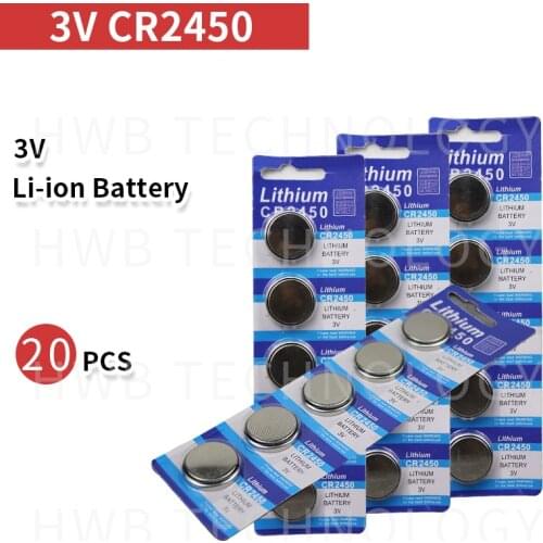 20pcs CR2450 button cell coin battery 2450 ECR2450 KCR2450 5029LC LM2450 3V lithium Battery For Watch Electronic Devices