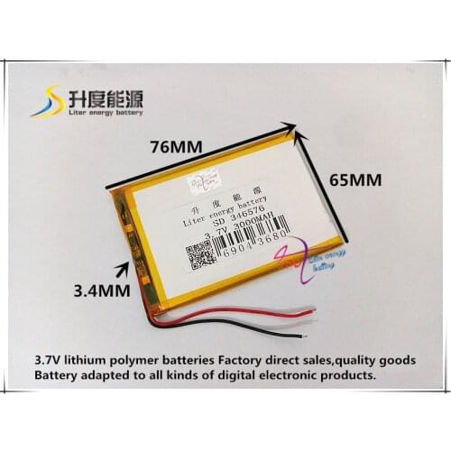 3.7V 3000mAh 346576 Polymer lithium ion battery for mobile bank mp4 cell phone tablet pc power bank mp3