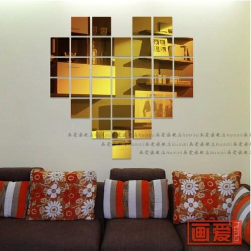 34 pieces in one set Mirror three-dimensional wall stickers love in the bathroom decoration mirror gift wall stickers