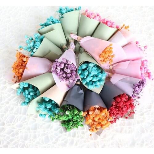 50x Mini Gypsophila Babysbreath Multi-Color High Quality Preserved Flower Bouquet Gifts Friends Customer Home Desktop Decoration