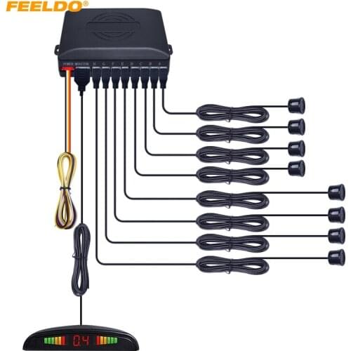 FEELDO Auto 8-sensor Reversing Parking Aid Radar Backup Parking Sensor With LED Display Monitor Kit #HQ2655