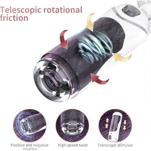 Automatic Male Masturbator Rotation Telescopic Voice Interaction Handsfree Sex Machine Realistic Vagina Penis Sucker Vibrator