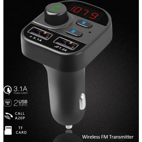 3.1A Quick Car Phone Charger Dual USB Car Charger FM Transmitter Aux Modulator Bluetooth Car Kit Mobile Phone Accessories