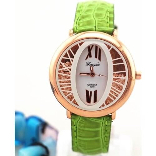 Free shipping! Promotional price!PVC leather band,gold plating alloy case,Gerryda new fashion woman lady quartz watch 8010