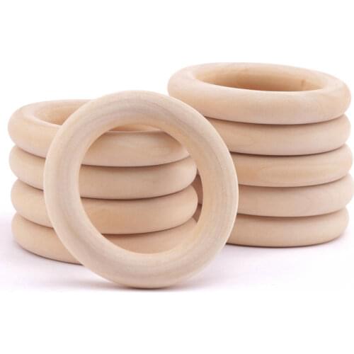 Wooden Rings Teether Handmade Baby Natural Maple Wooden Teething Rings 40mm-70mm Necklace Bracelet DIY Crafts Wood Teether Toys