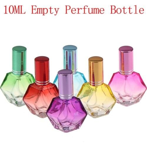 1PC 10ml Colorful Glass Perfume Bottles Spray Refillable Atomizer Portable Travel Scent Bottles Packaging Bottle