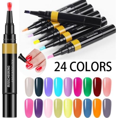 NICOLE DIARY one step gel Nail Varnish Pen Glitter 3 In 1 Nail Art Color Gel Polish Hybrid Easy To Use UV Gel Paint Glue 74color