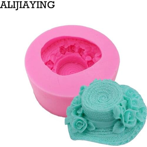 M0601 Woman/Girl Hat Rose straw Silicone Fondant Soap 3D Cake Mold Cupcake Jelly Candy Chocolate Decoration Baking Tool Moulds