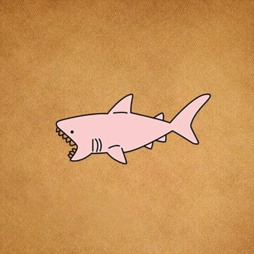 Small Pink Pocket Shark for Kids Clothing DIY T-shirt Applique Heat Transfer Vinyl Personal Shark Letter Washable Patch Stickers