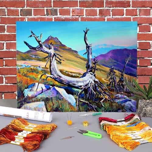 Landscape Mount Picui Printed Canvas 11CT Cross Stitch Kit Embroidery DMC Threads work Sewing Handiwork Craft Home Promotions