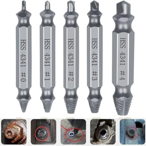 5PCS HSS Drill Bit Set Broken Head Screw Removal Tool Bolt Screw Extractor Breaker Screw Remover Stripping Tool