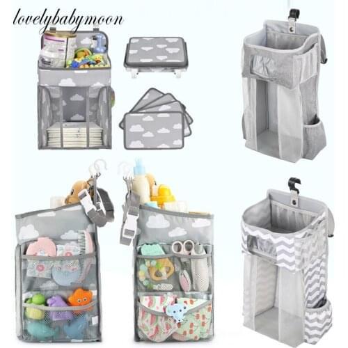 Baby Newborn Bed Storage Organizer Crib Hanging Storage Bag Caddy Organizer For Baby Essentials Bedding Set Diaper Storage Bag