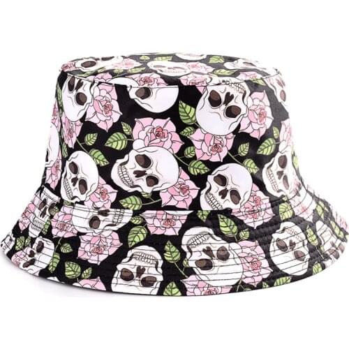 Spring New Skull Bucket Hat For Men Women Outdoor Sun Hat Fashion Fishing Hunting Cap Two Reversible Bob Chapeau Fishman Hats