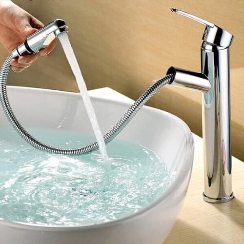 All copper smoked pull basin faucet basin Hot and cold smoked pull the stage basin heightening wash lavatory faucet