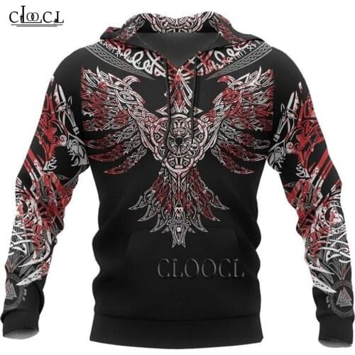 HX Viking Huginn Pullover Hoodie for Men Women Harajuku Fashion hooded Sweatshirt Raven Tattoo Casual Jacket Drop Shipping