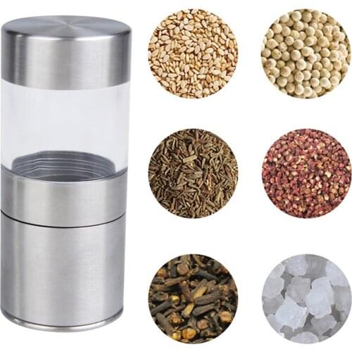 Manual Stainless Steel Mill Pepper Machine Portable Pepper Grinder Refillable Adjustable Salt Spice Shaker Kitchen Accessories