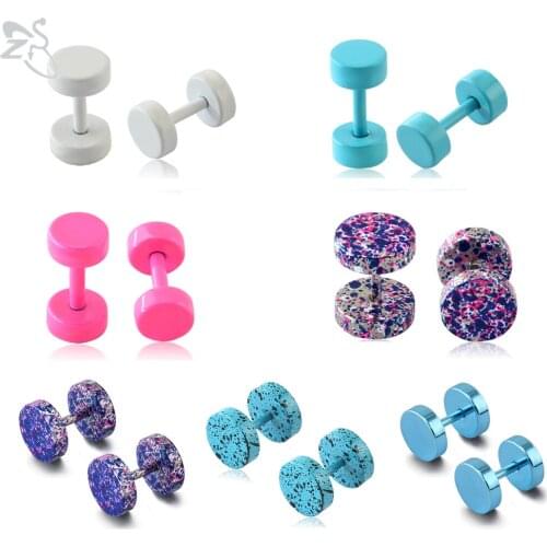 ZS 2 Pcs/lot Colorful Stainless Steel Studs Earrings For Women Men Helix Tragus Piercing Ear Studs Jewelry Accessories Clearance