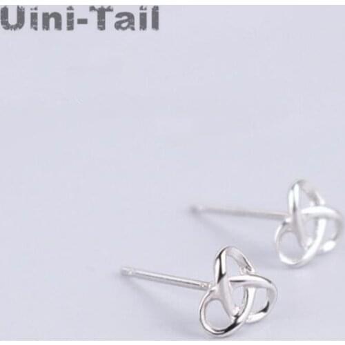 Uini-Tail Hot new 925 sterling silver three-ring winding triangle earrings Korean version Trendy fashion cute allergy